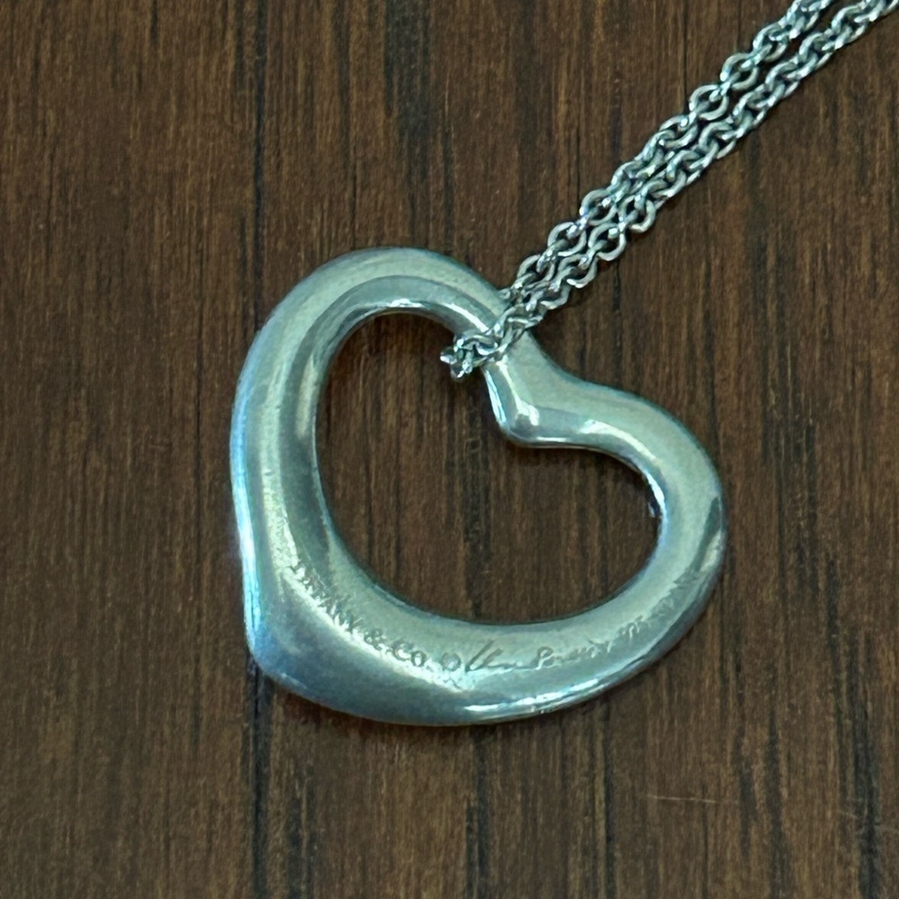 Auth Tiffany & Co. Elsa Peretti Open Heart Necklace SV925 excellent 7 g big sz - Picture 7 of 13
